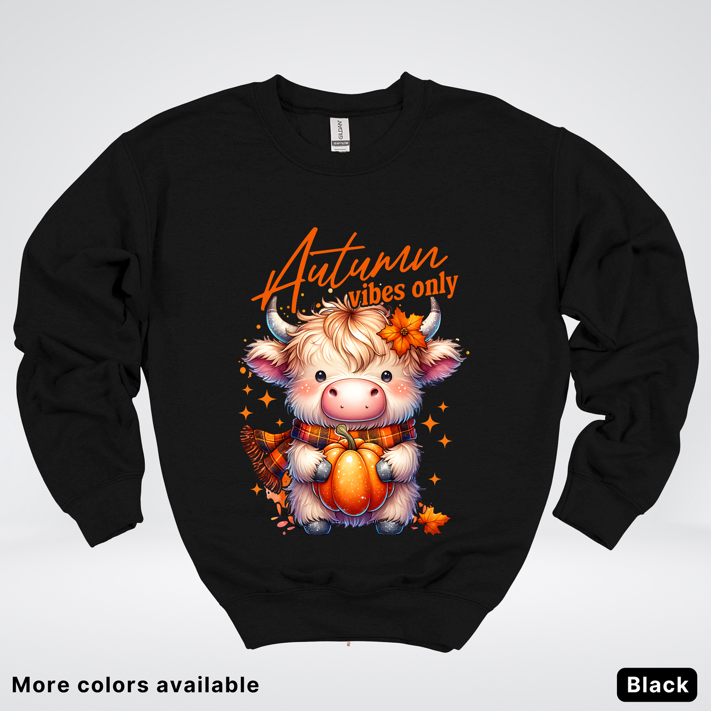 Autumn Fall Vibes Only Small Cow Calf Pumpkin - Crewneck Sweatshirt