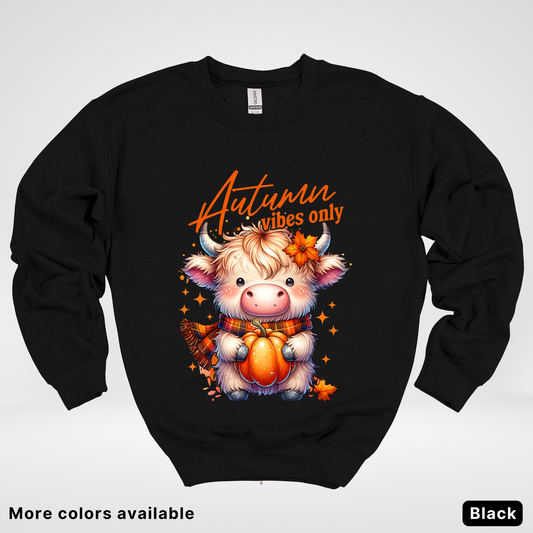 Autumn Fall Vibes Only Small Cow Calf Pumpkin - Crewneck Sweatshirt