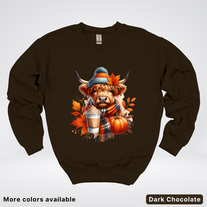 Fall Cow Cold Brew Coffee Pumpkin - Crewneck Sweatshirts