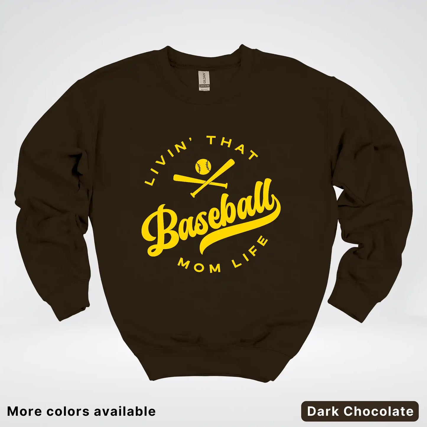 Livin' That Baseball Mom Life - Gold Design - Crewneck Sweatshirt