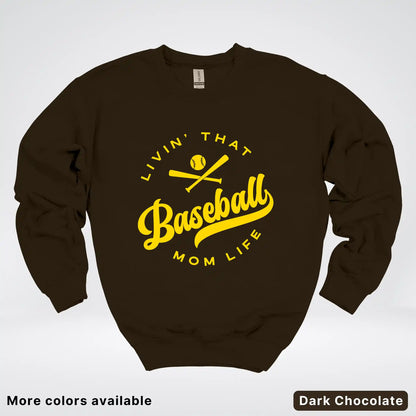 Livin' That Baseball Mom Life - Gold Design - Crewneck Sweatshirt