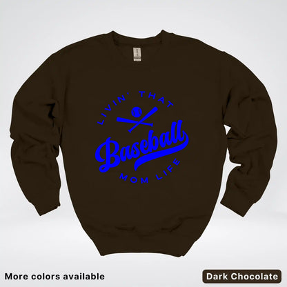Livin' That Baseball Mom Life - Blue Design - Crewneck Sweatshirt