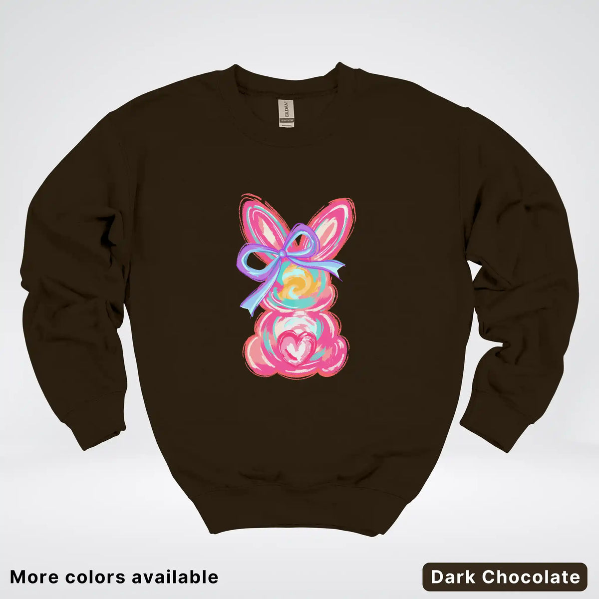 Coquette Easter Bunny – Pastel Bow Bunny Spring Graphic - Crewneck Sweatshirt