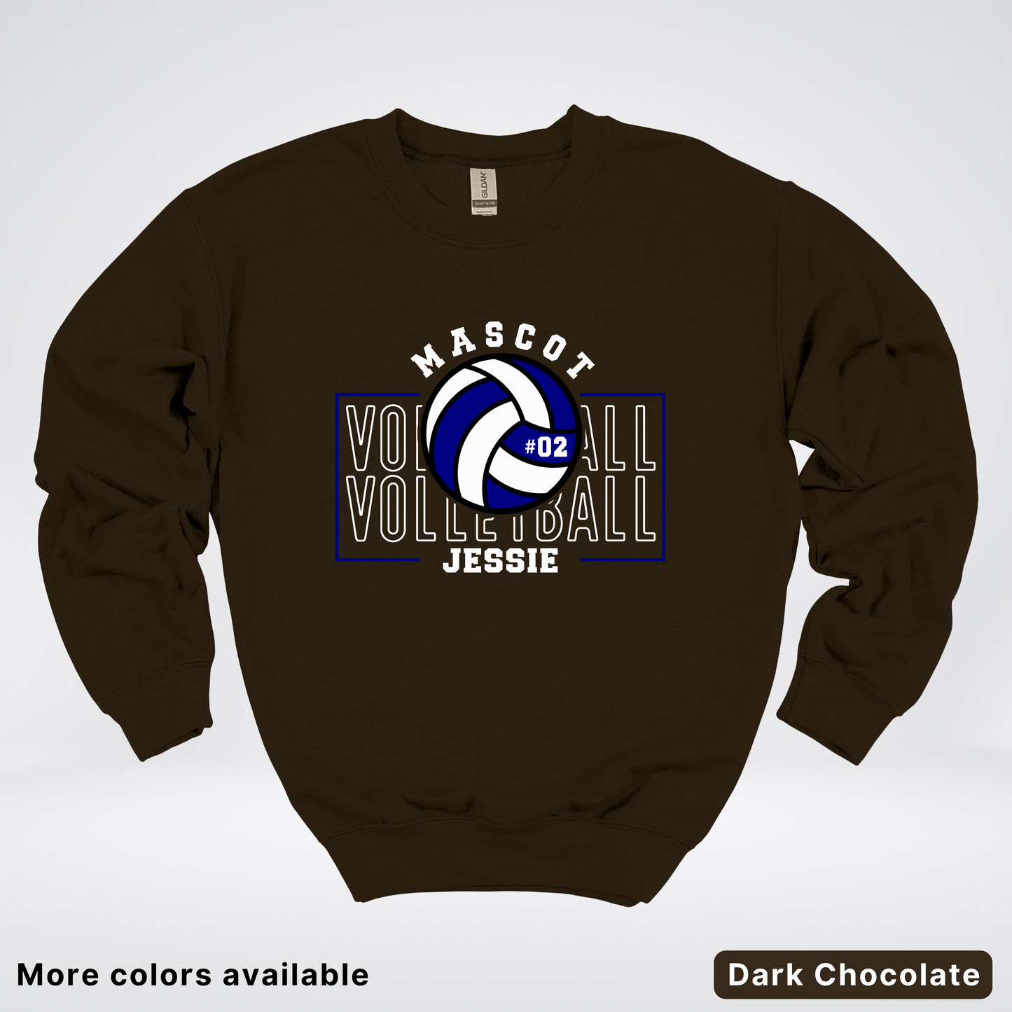 Custom Mascot, Number, & Name – Navy - Volleyball Design 13 Crewneck Sweatshirt