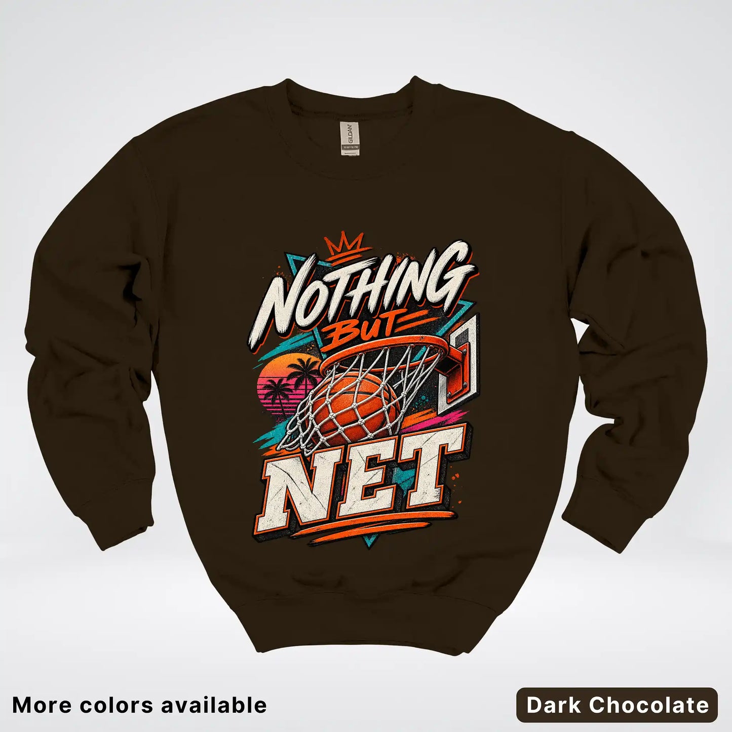 Nothing But Net – Retro Basketball Crewneck Sweatshirt