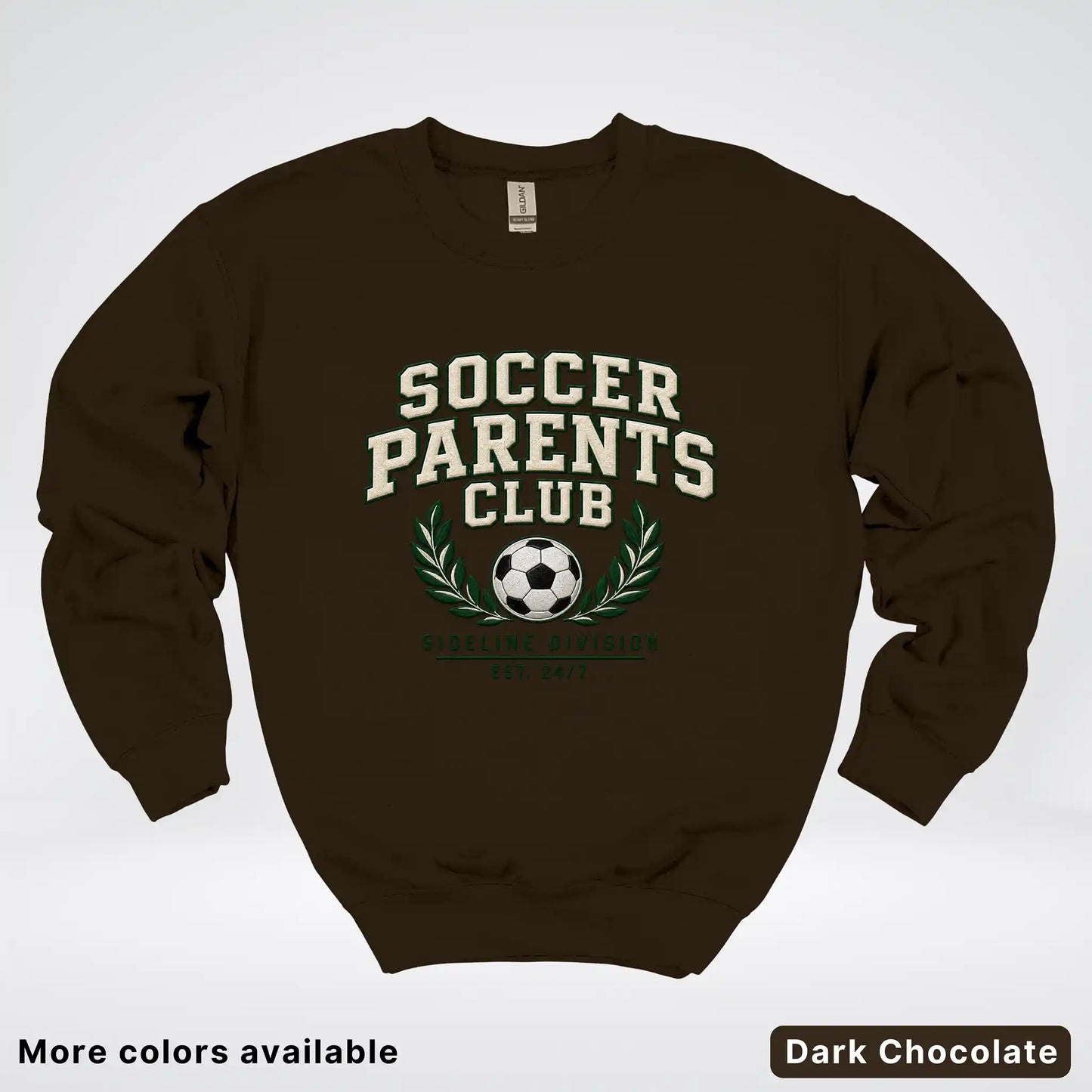 Soccer Parents Club Faux Embroidery Sideline Crewneck Sweatshirt