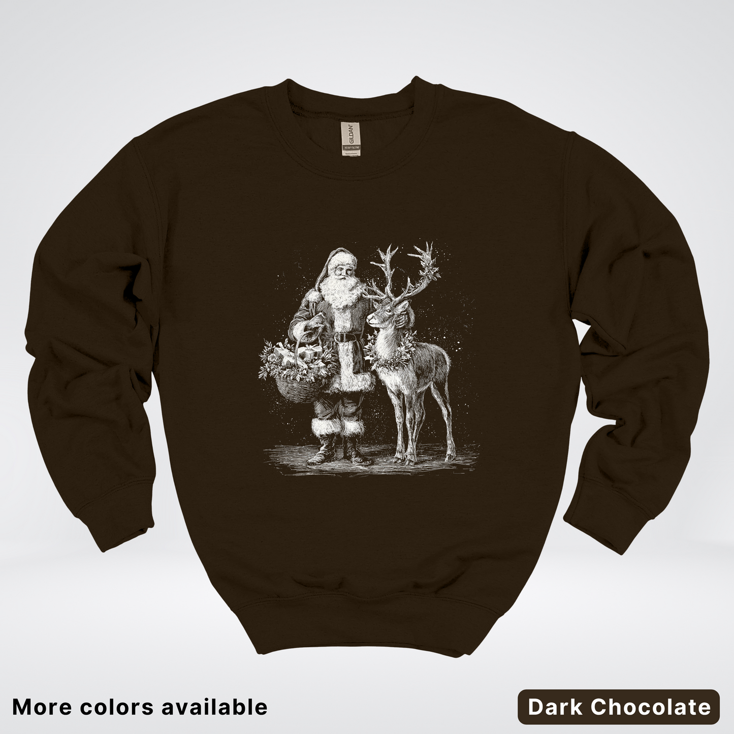 Vintage Santa and Reindeer - Crewneck Sweatshirt