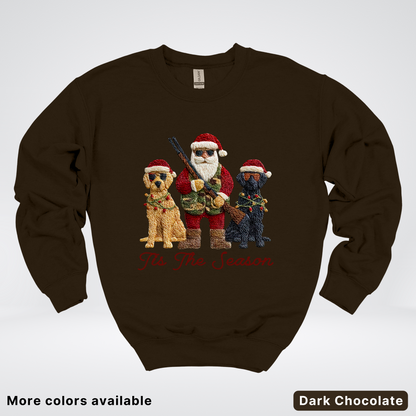 Tis The Season Hunting Santa Hook Yard Faux - Crewneck Sweatshirt