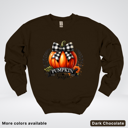 Pumpkin Season Black Plaid Bow - Sweatshirt