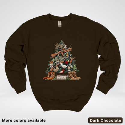 Rustic Holiday Tree & Boots (Hook Yard Faux) - Crewneck Sweatshirt