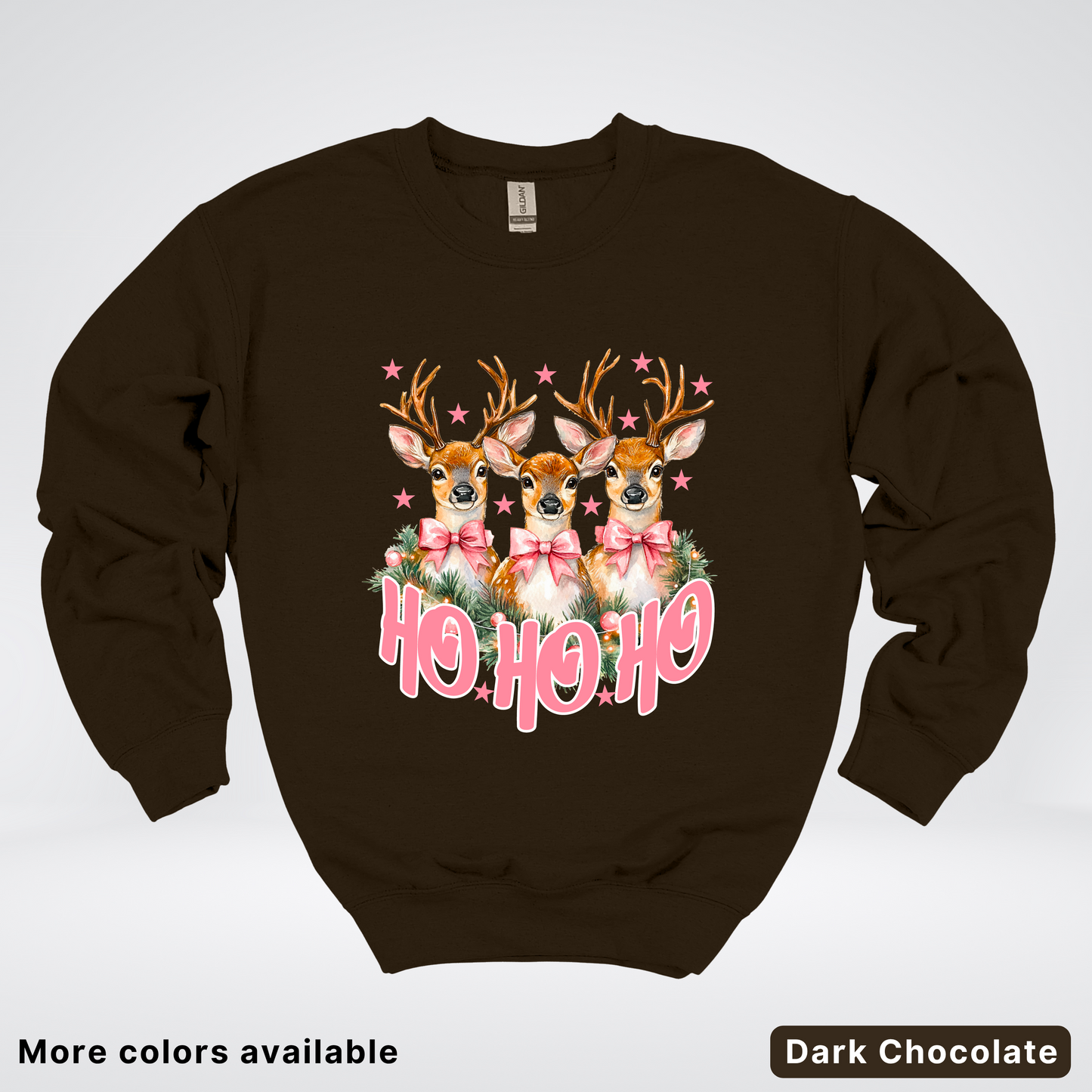 Ho Ho Ho Pink Deer Trio - Crewneck Sweatshirt