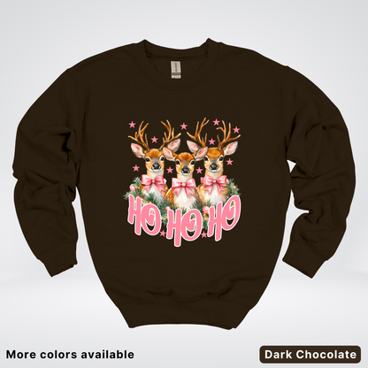 Ho Ho Ho Pink Deer Trio - Crewneck Sweatshirt