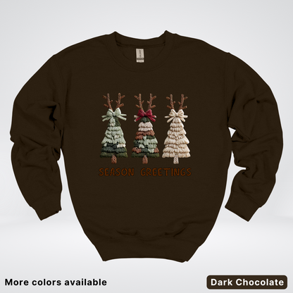 Rustic Christmas Tree Trio (Hook Yard Faux Look) - Crewneck Sweatshirt