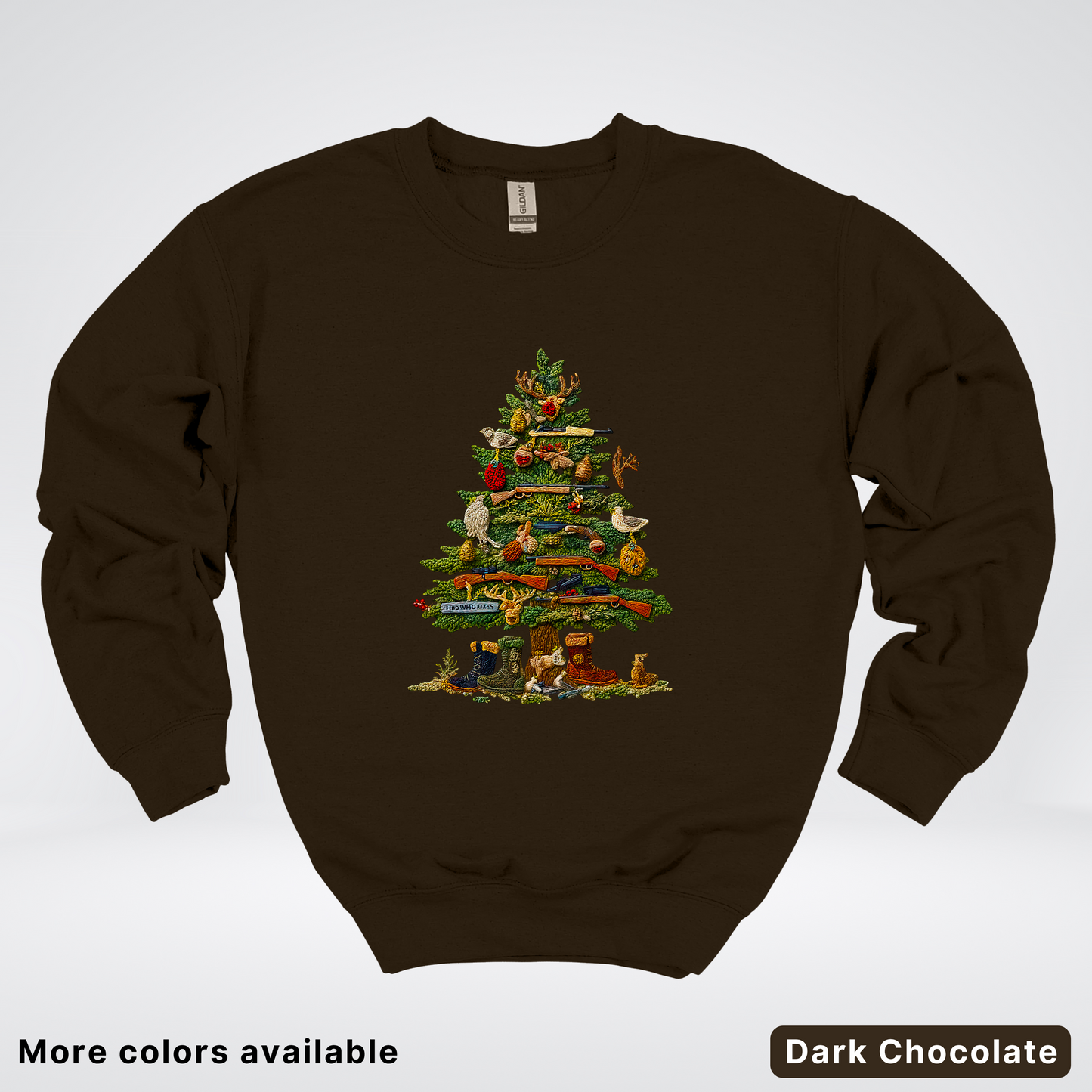 Woodland Critters Christmas Tree Hook Yard Faux - Crewneck Sweatshirt