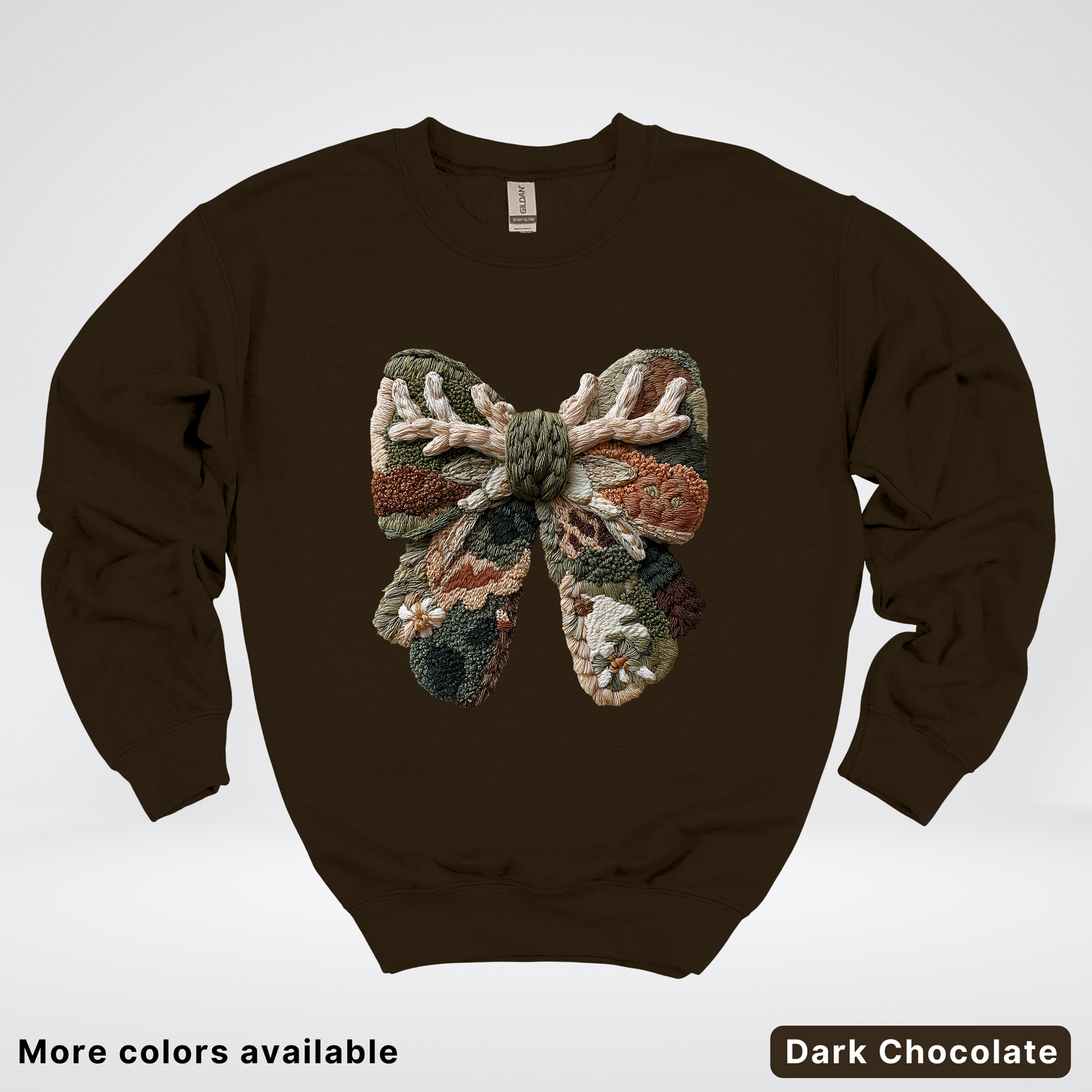 Woodland Winter Bow Hook Yard Faux - Crewneck Sweatshirt