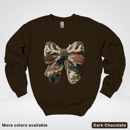 Woodland Winter Bow Hook Yard Faux - Crewneck Sweatshirt