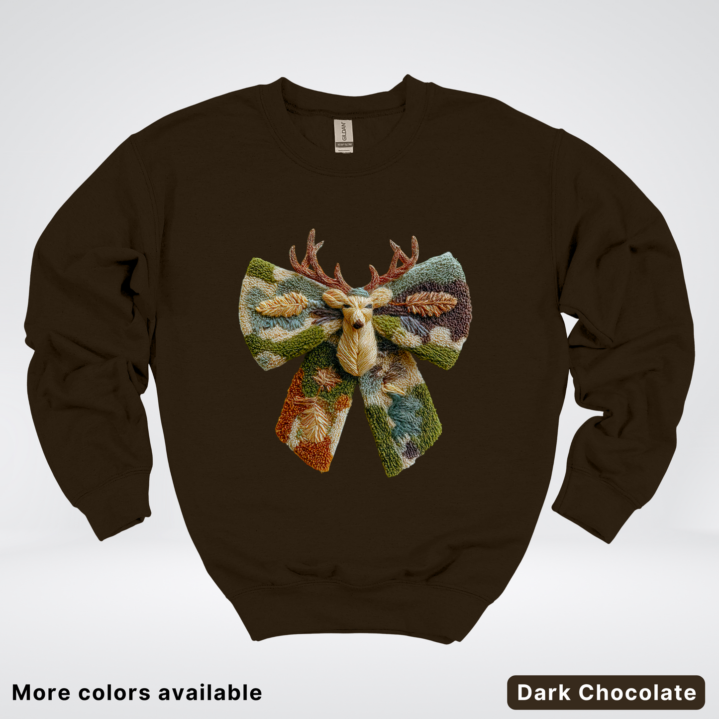 Neutral Woodland Bow Hook Yard Faux - Crewneck Sweatshirt