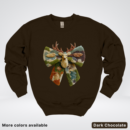 Neutral Woodland Bow Hook Yard Faux - Crewneck Sweatshirt