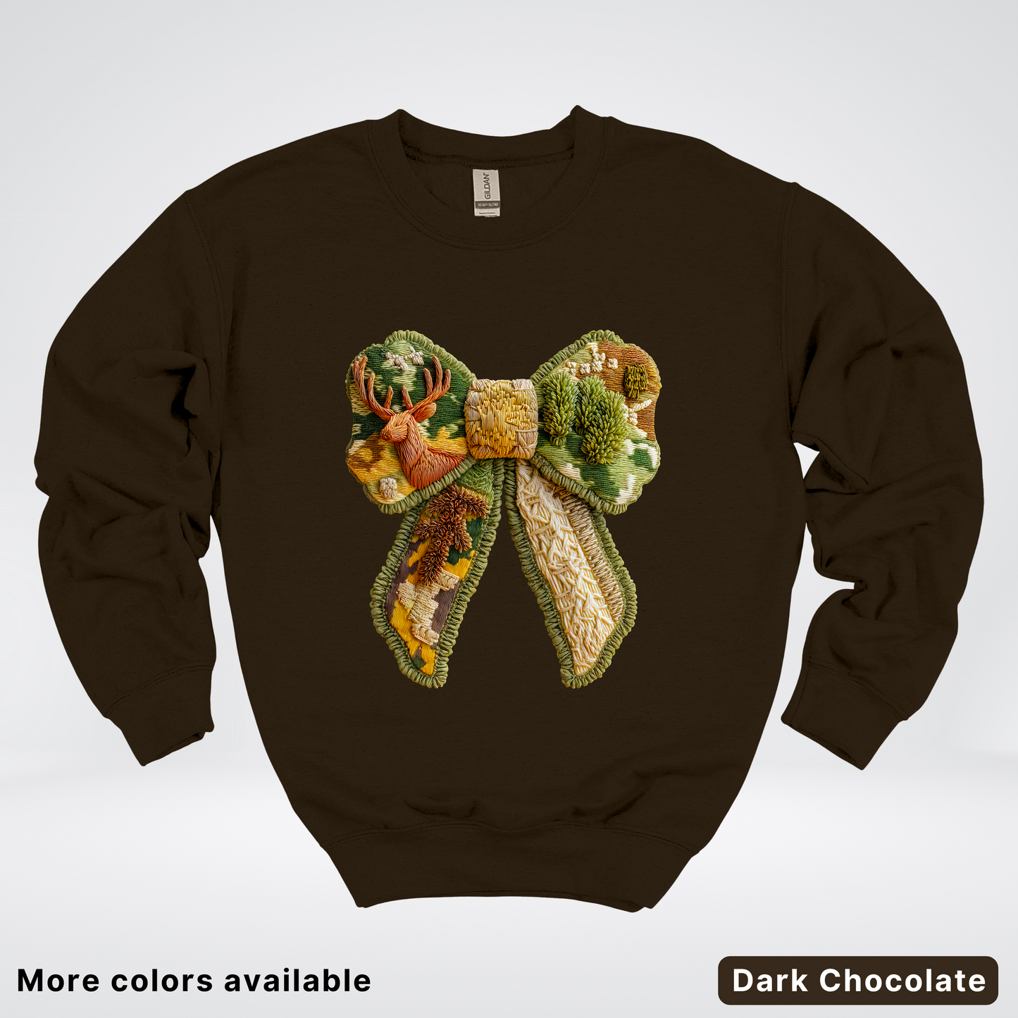 Forest Berry Bow Hook Yard Faux Look - Crewneck Sweatshirt