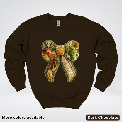 Forest Berry Bow Hook Yard Faux Look - Crewneck Sweatshirt