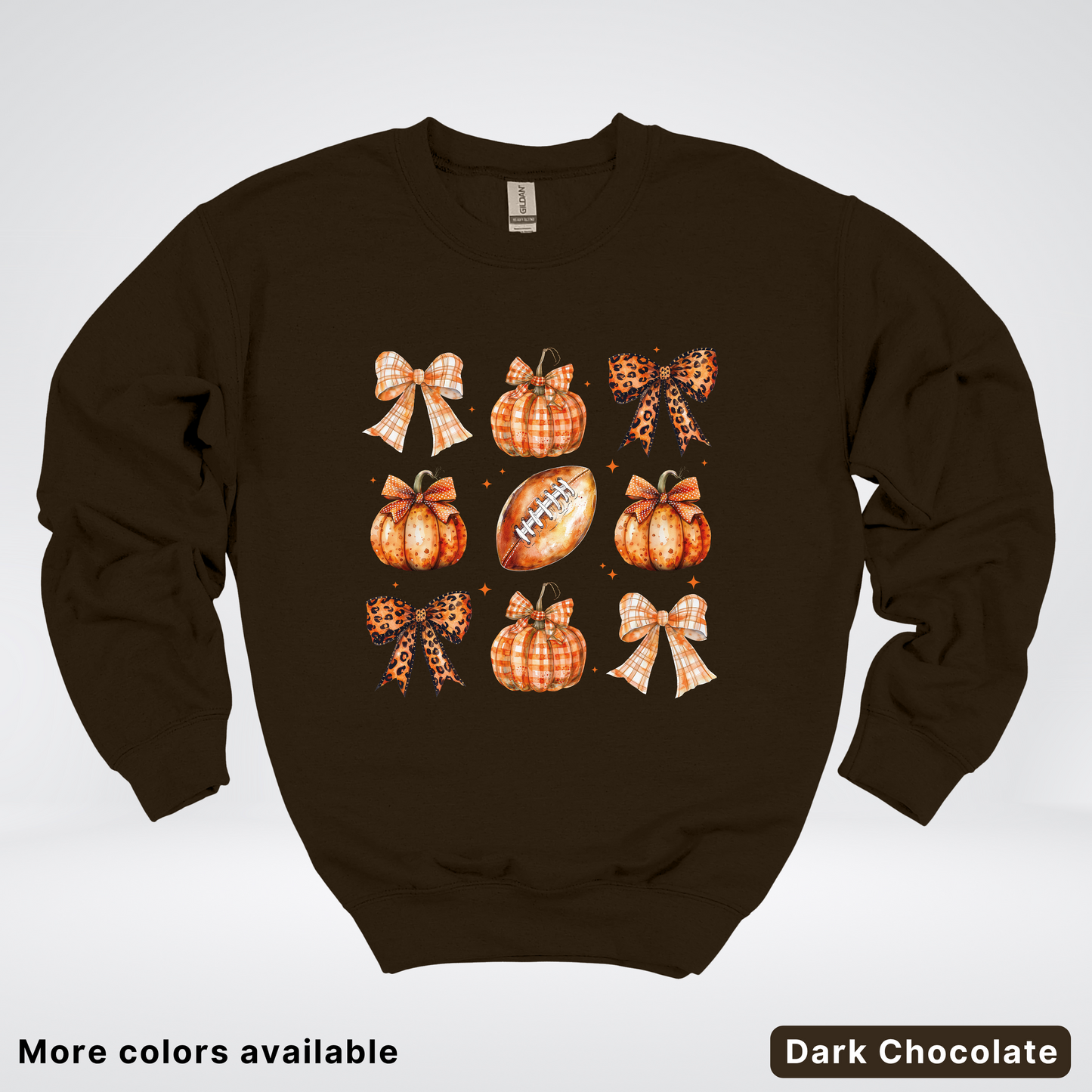 Football Coquette Ribbon Bow Plaid Pumpkin Fall - Sweatshirt
