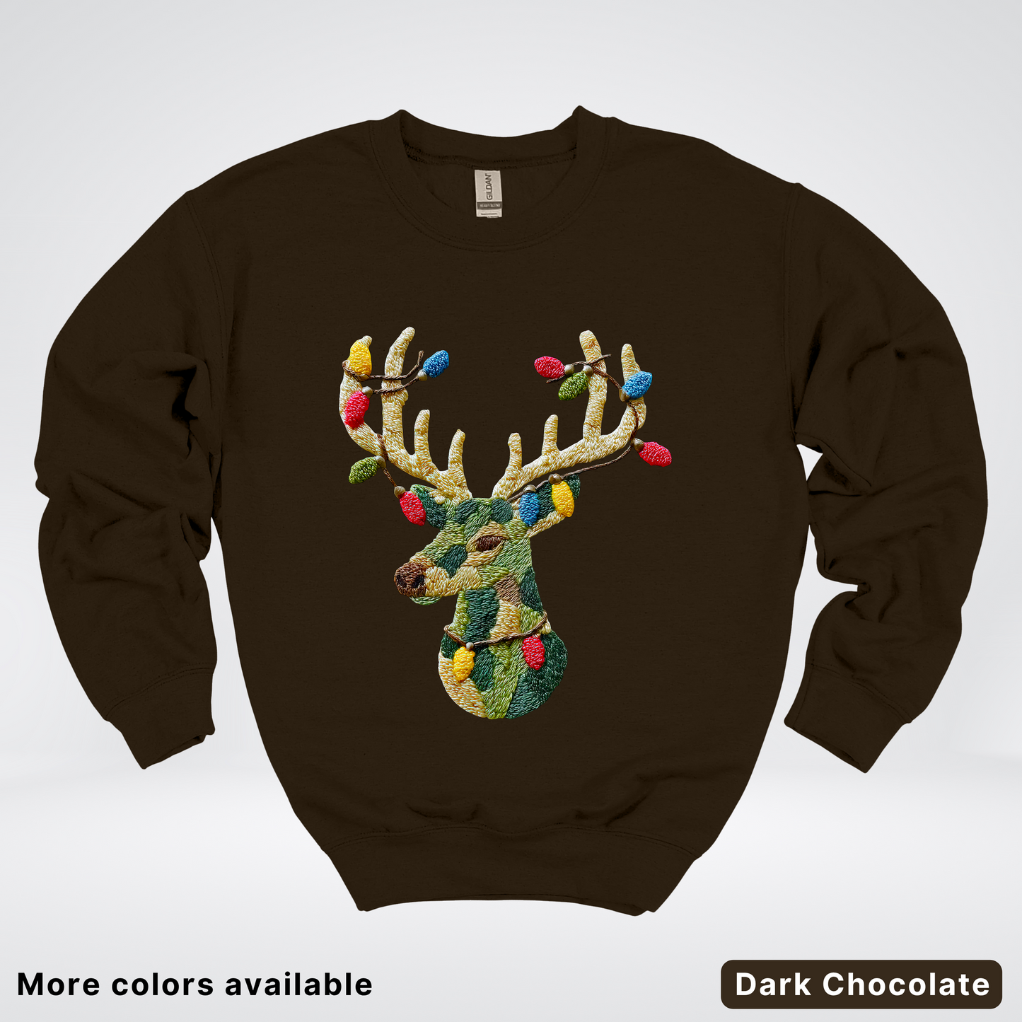 Festive Light-Up Reindeer Hook Yard Faux - Crewneck Sweatshirt