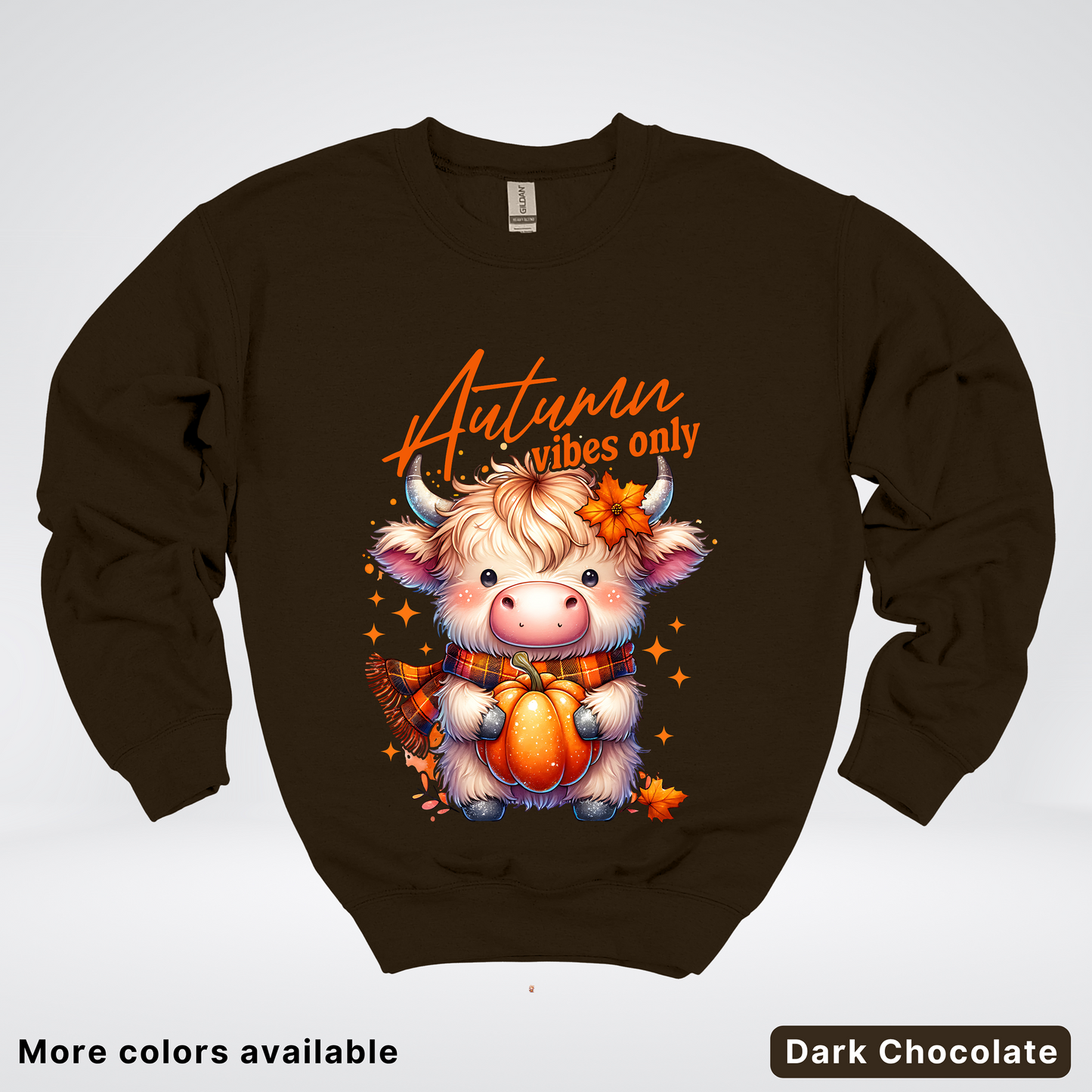 Autumn Fall Vibes Only Small Cow Calf Pumpkin - Crewneck Sweatshirt