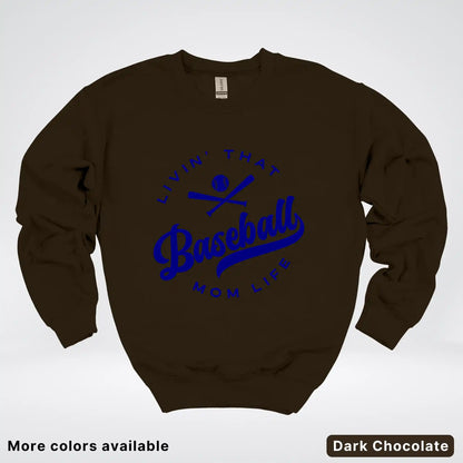 Livin' That Baseball Mom Life - Navy Design - Crewneck Sweatshirt