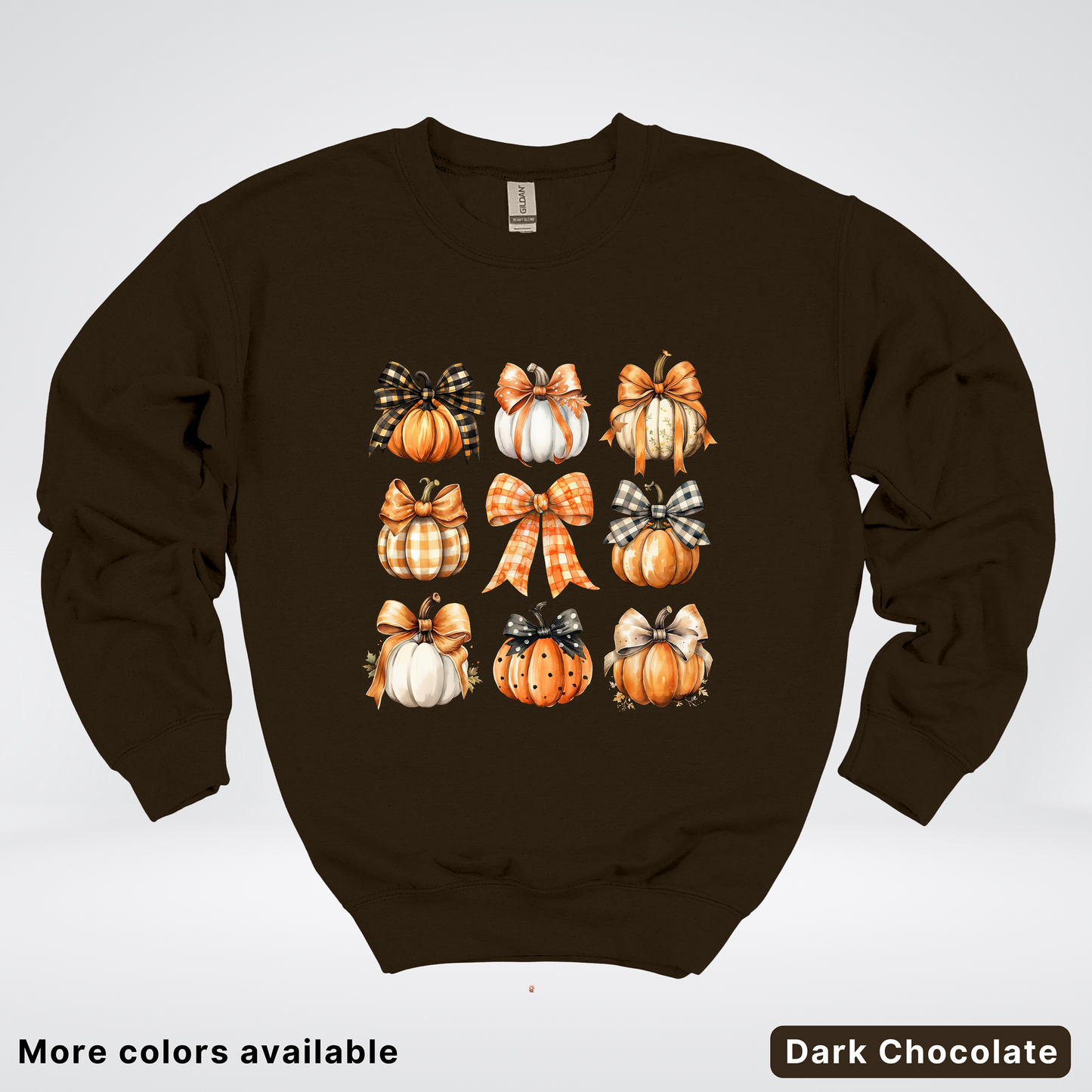Flannel Bows & Pumpkin Coquette Fall Autumn - Crewneck Sweatshirt
