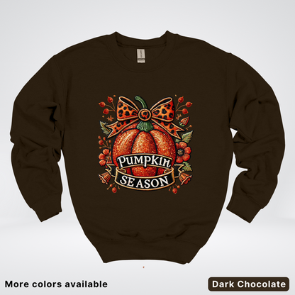 Pumpkin Season Leopard Print Bow Fall Autumn - Crewneck Sweatshirt