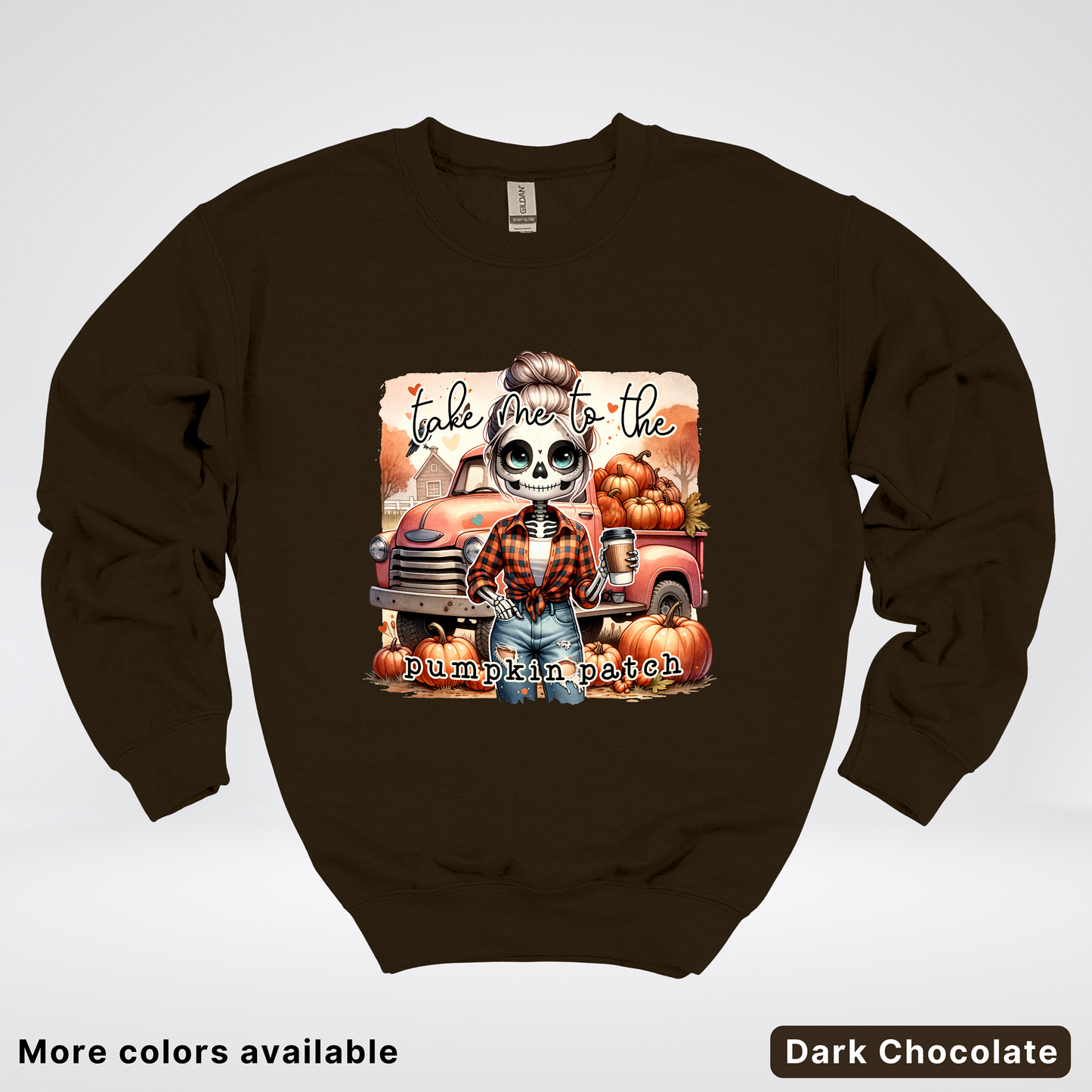 Take Me To The Pumpkin Patch Skeleton - Crewneck Sweatshirts