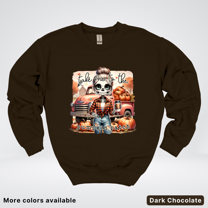 Take Me To The Pumpkin Patch Skeleton - Crewneck Sweatshirts