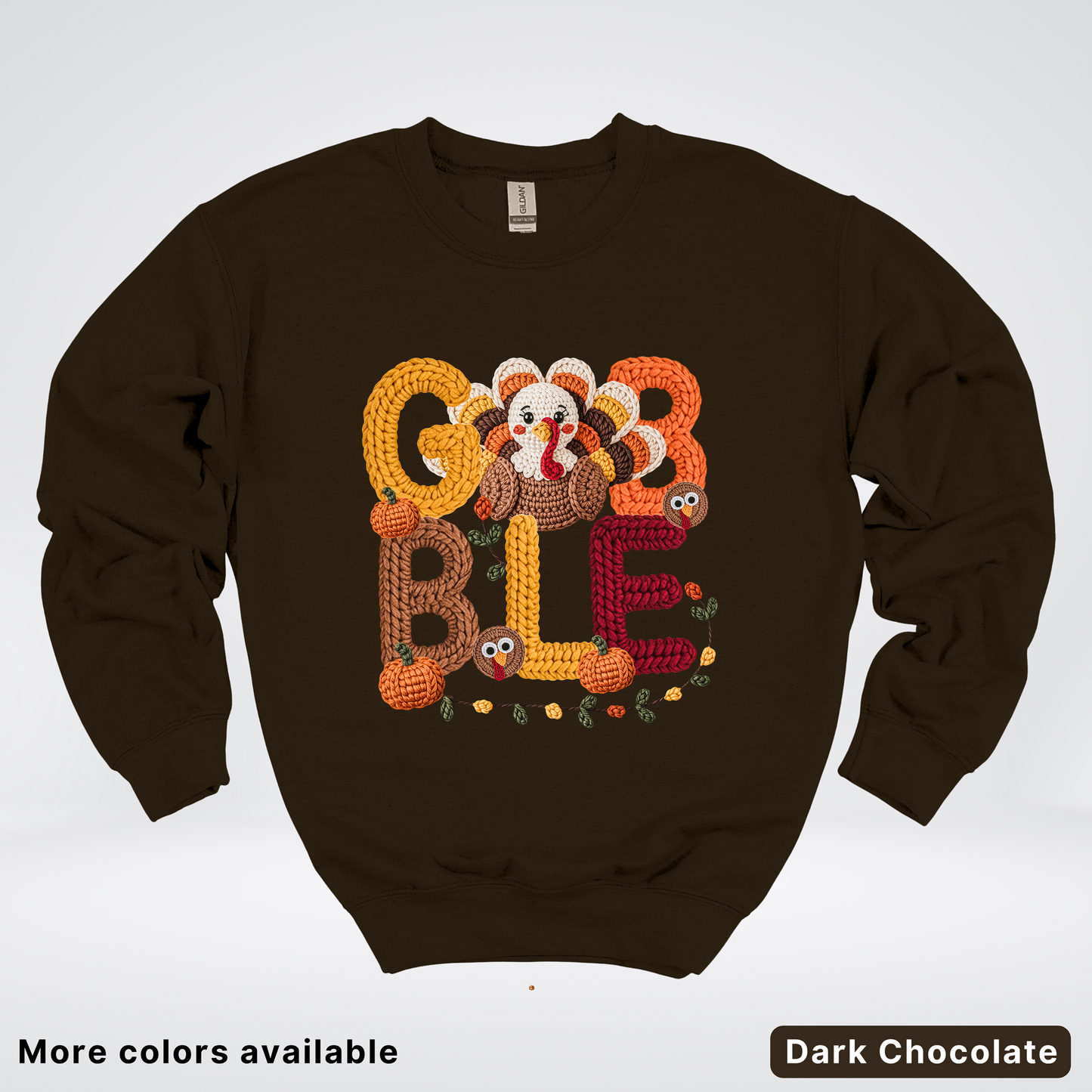 Turkey Gobble Pumpkin Fall Crochet - Crewneck Sweatshirts