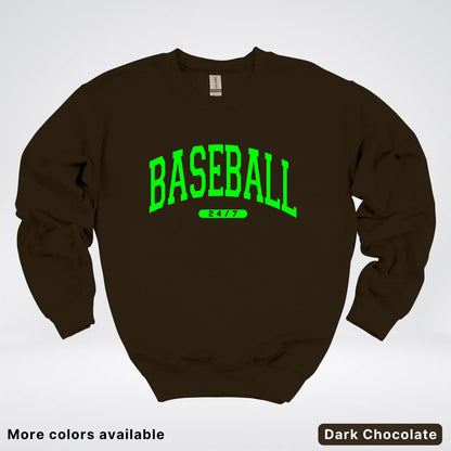 Baseball 24/7 – Green Design - Crewneck Sweatshirt