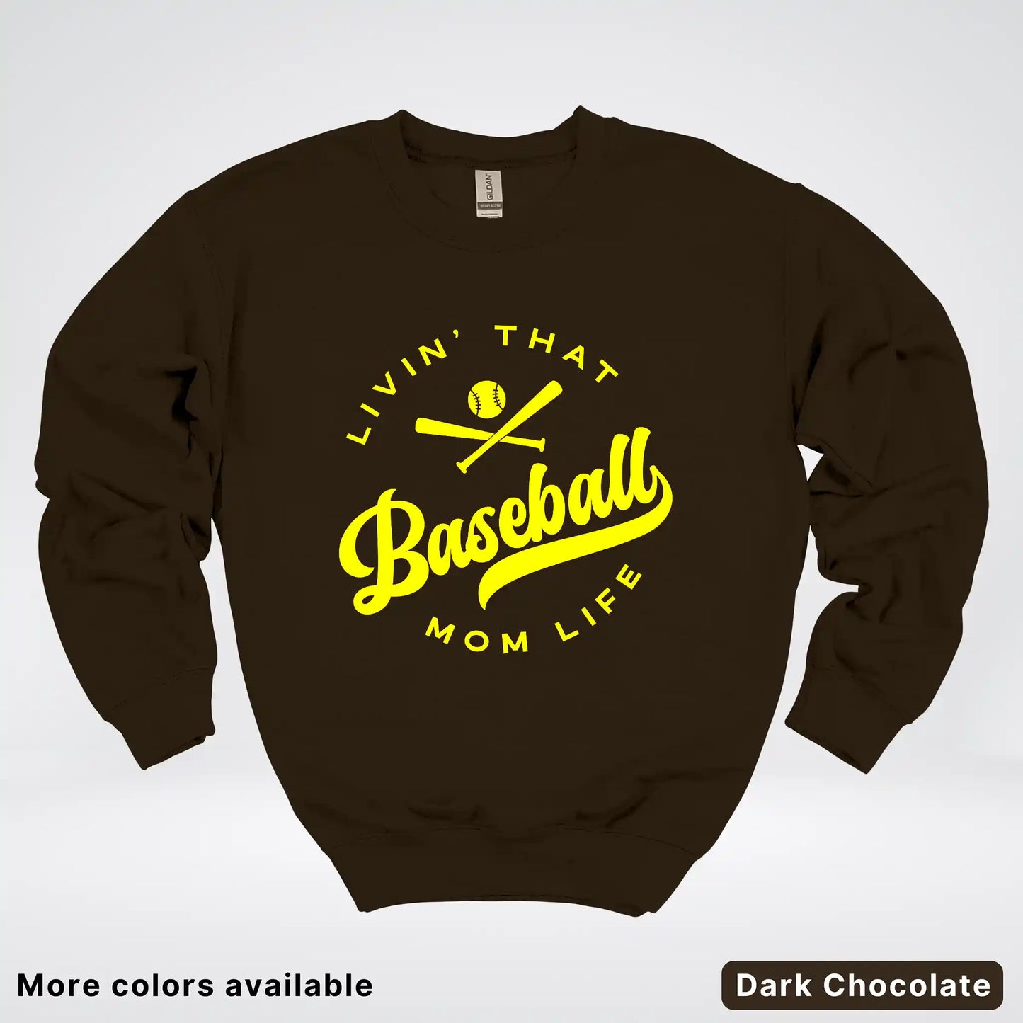 Livin' That Baseball Mom Life - Yellow Design - Crewneck Sweatshirt