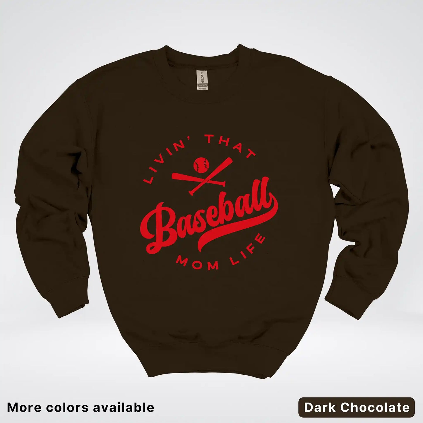 Livin' That Baseball Mom Life - Red Design - Crewneck Sweatshirt