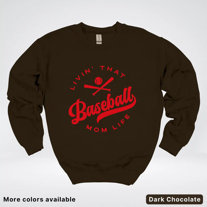 Livin' That Baseball Mom Life - Red Design - Crewneck Sweatshirt