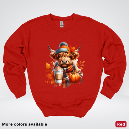 Fall Cow Cold Brew Coffee Pumpkin - Crewneck Sweatshirts