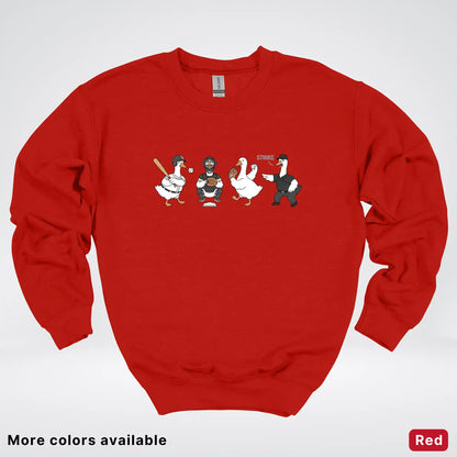 Baseball Goose Squad – Funny Baseball Goose Graphic Crewneck Sweatshirt