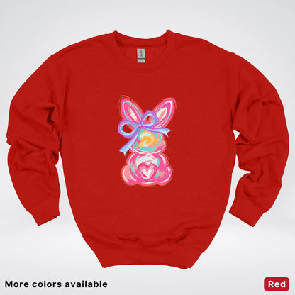 Coquette Easter Bunny – Pastel Bow Bunny Spring Graphic - Crewneck Sweatshirt