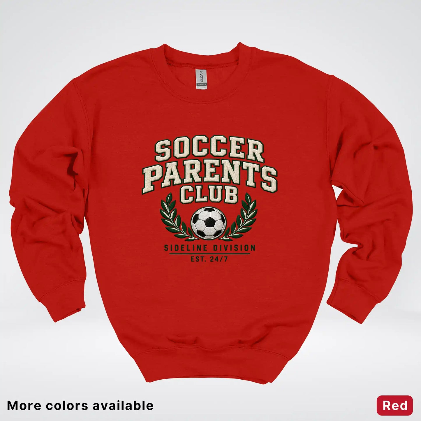 Soccer Parents Club Faux Embroidery Sideline Crewneck Sweatshirt