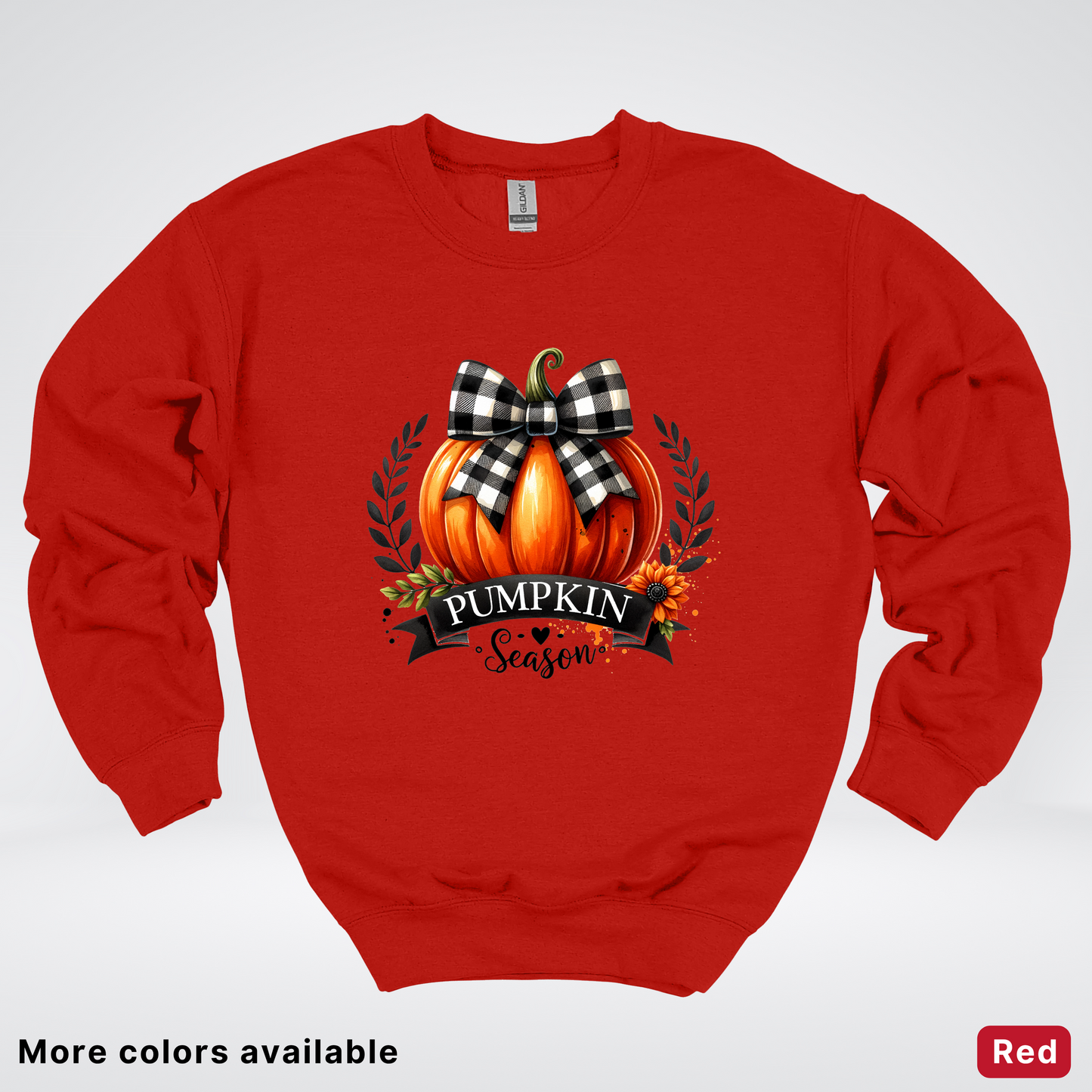 Pumpkin Season Black Plaid Bow - Sweatshirt