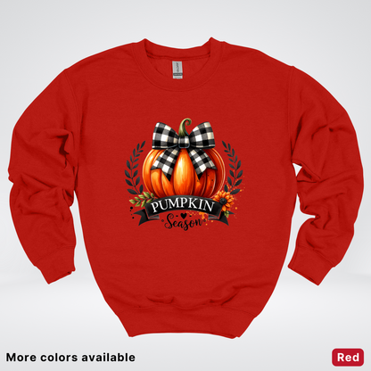 Pumpkin Season Black Plaid Bow - Sweatshirt