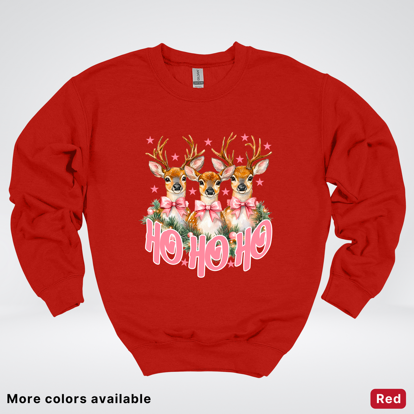 Ho Ho Ho Pink Deer Trio - Crewneck Sweatshirt
