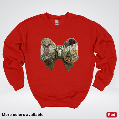 Rocking Horse Holiday Bow – Hook Yard Faux Look - Crewneck Sweatshirt