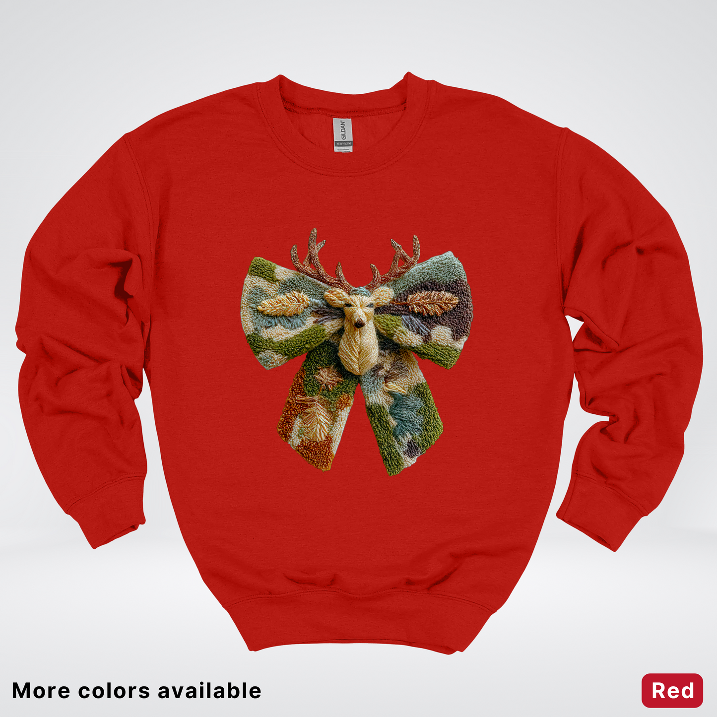 Neutral Woodland Bow Hook Yard Faux - Crewneck Sweatshirt