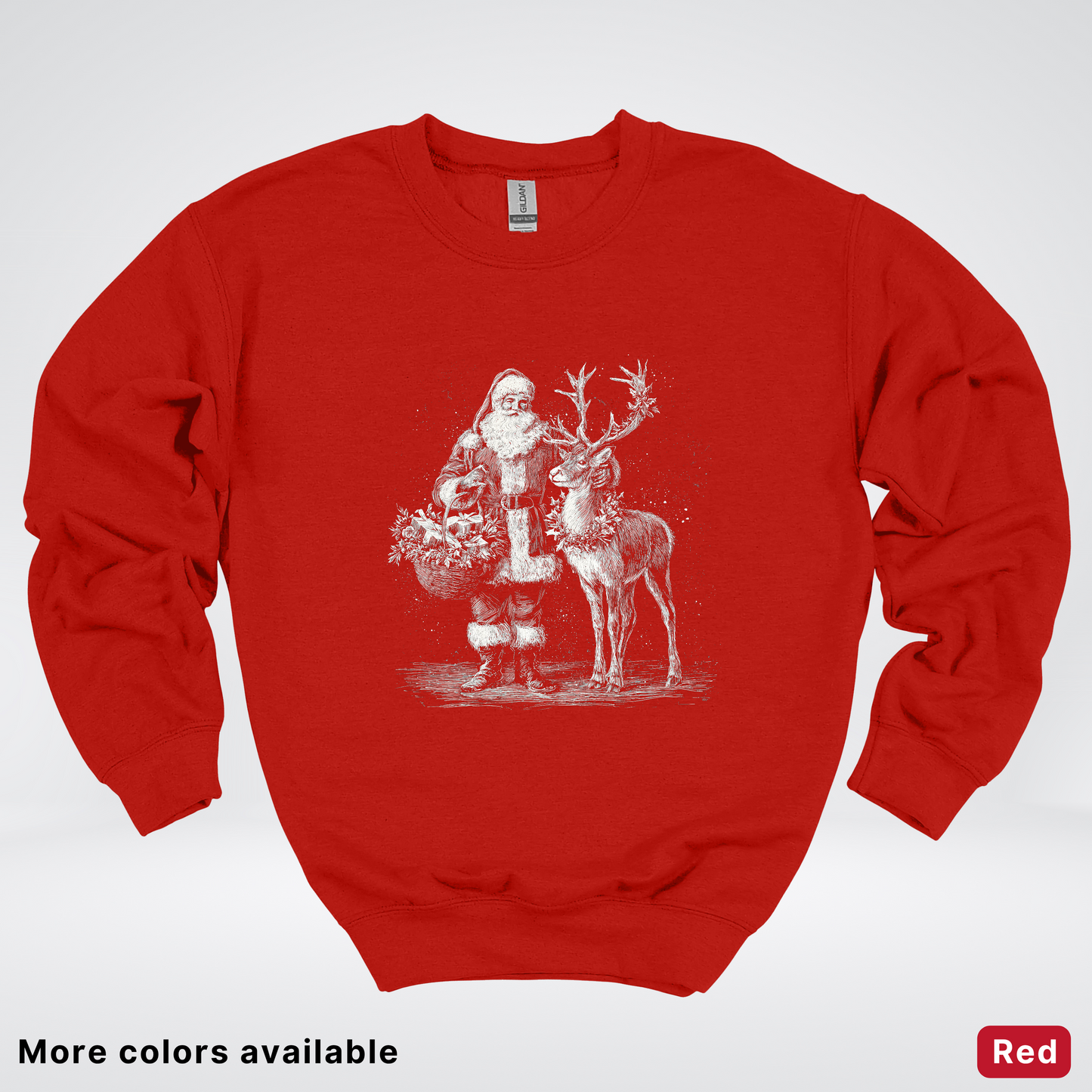 Vintage Santa and Reindeer - Crewneck Sweatshirt