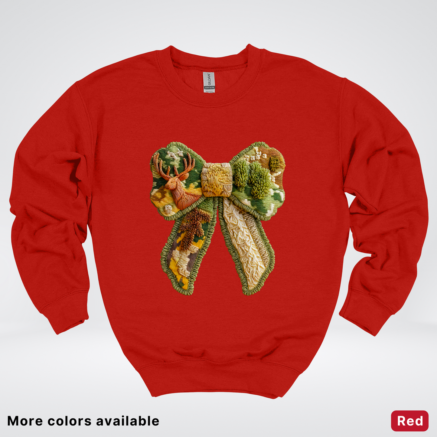 Forest Berry Bow Hook Yard Faux Look - Crewneck Sweatshirt