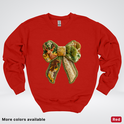 Forest Berry Bow Hook Yard Faux Look - Crewneck Sweatshirt