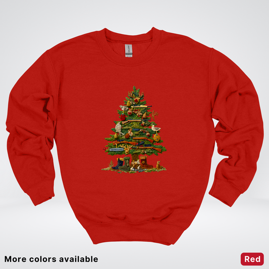 Woodland Critters Christmas Tree Hook Yard Faux - Crewneck Sweatshirt